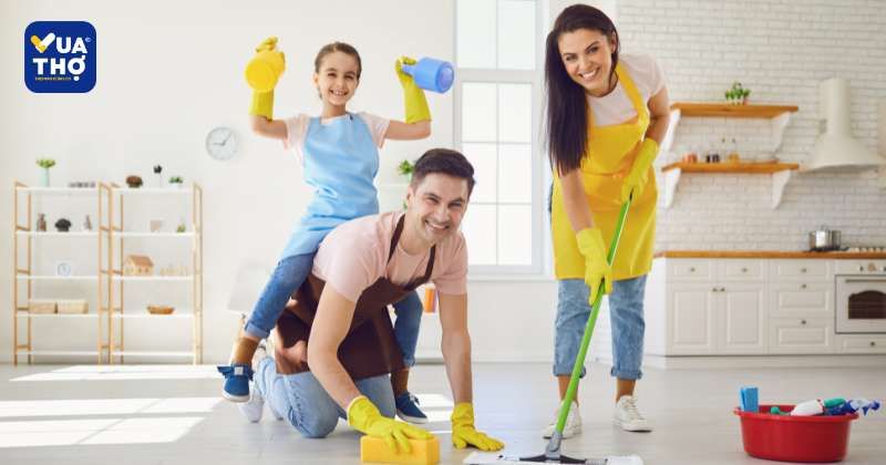 vệ sinh nhà cửa giúp cả nhà gắn kết