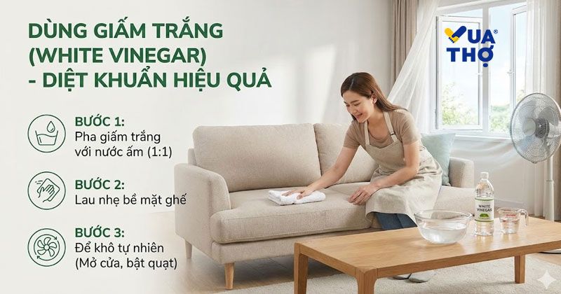 khử mùi sofa bằng giấm