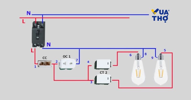 sơ đồ mạch điện khi đấu dây