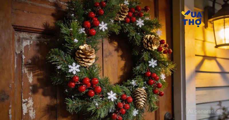 vòng nguyệt quế trang trí noel