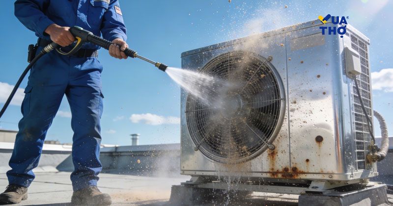 vệ sinh cục nóng máy lạnh