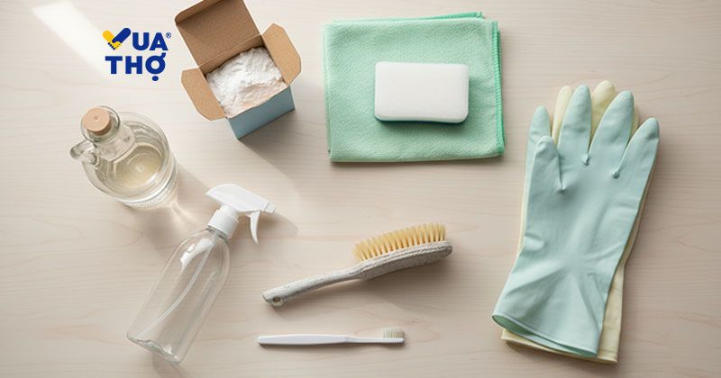 chuẩn bị dụng cụ trước khi vệ sinh