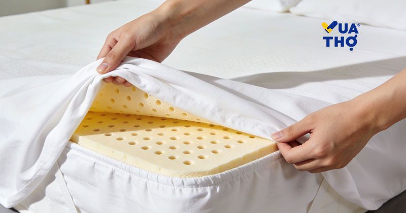 xử lý nệm cao su bằng khăn