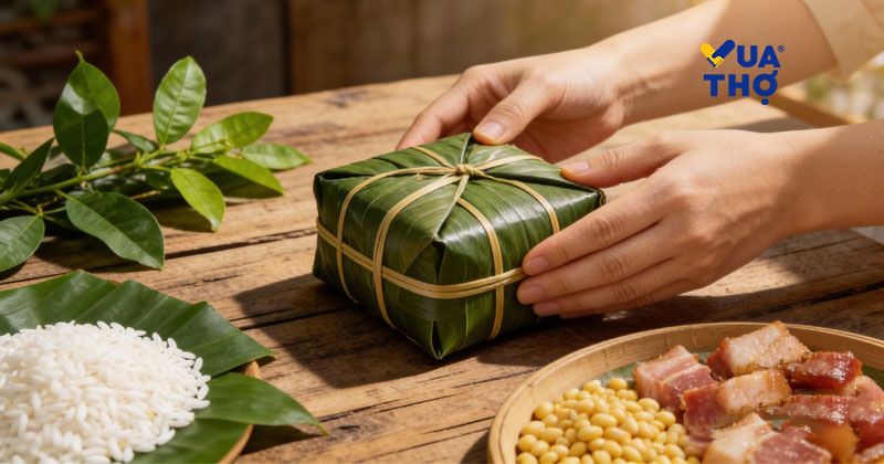 cách xếp lá vào khuôn