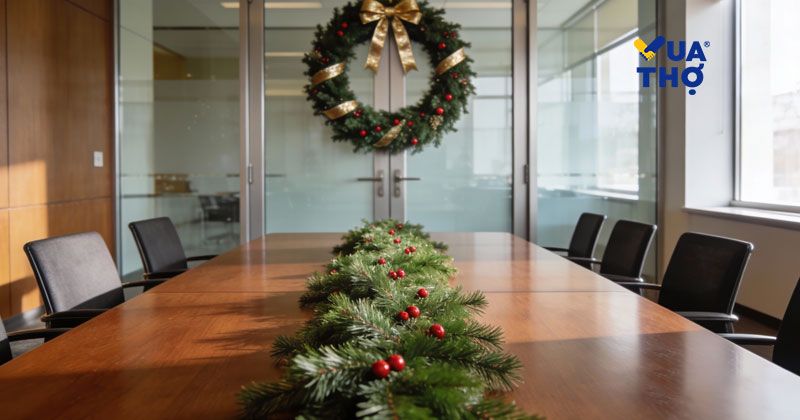 trang trí noel văn phòng bàn họp