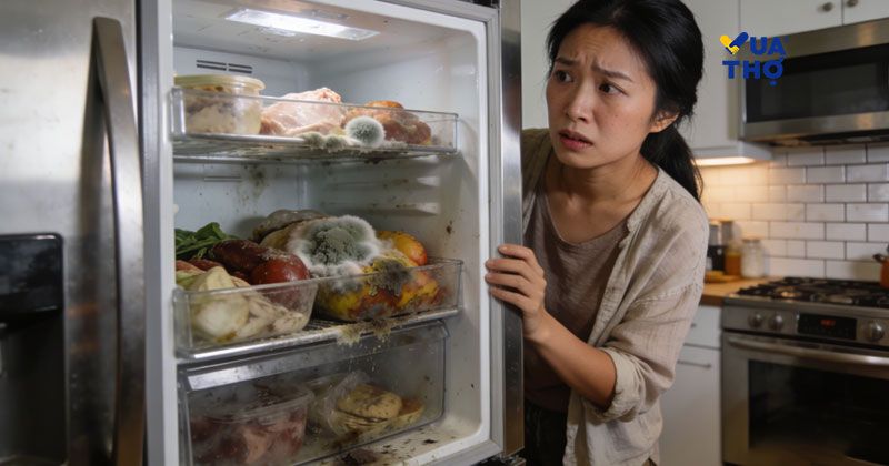 đồ ăn quá tải trong ngăn mát