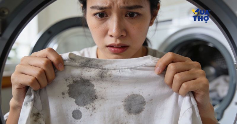 áo bị máy giặt làm dơ