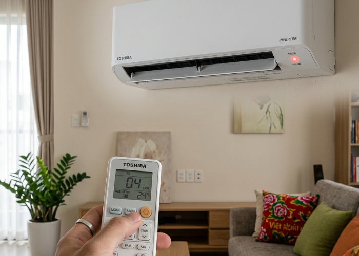 thử remote máy lạnh Toshiba