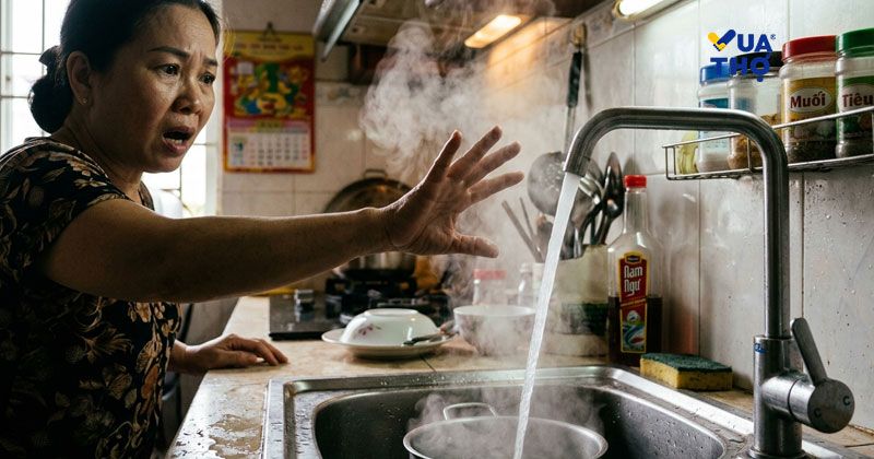 nước nóng trào chung với nước lạnh