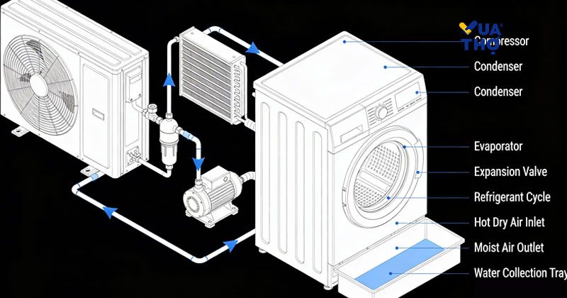 chu trình hoạt động công nghệ heatpump
