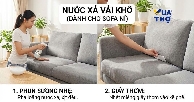 khử mùi sofa bằng nước vải