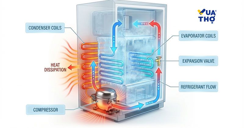 cấu tạo máy nén trong tủ lạnh